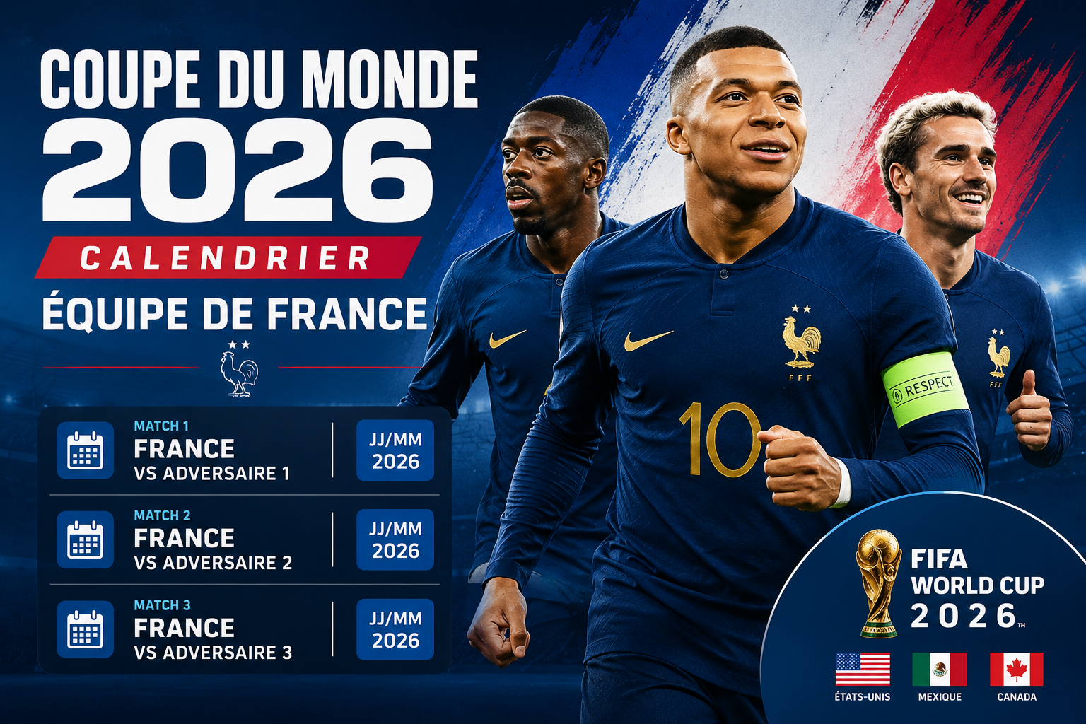 calendrier équipe de france coupe du monde 2026