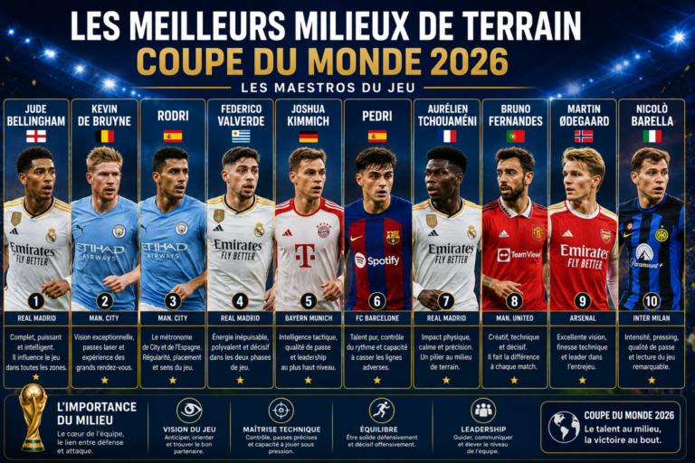 meilleurs milieux de terrain Coupe du Monde 2026