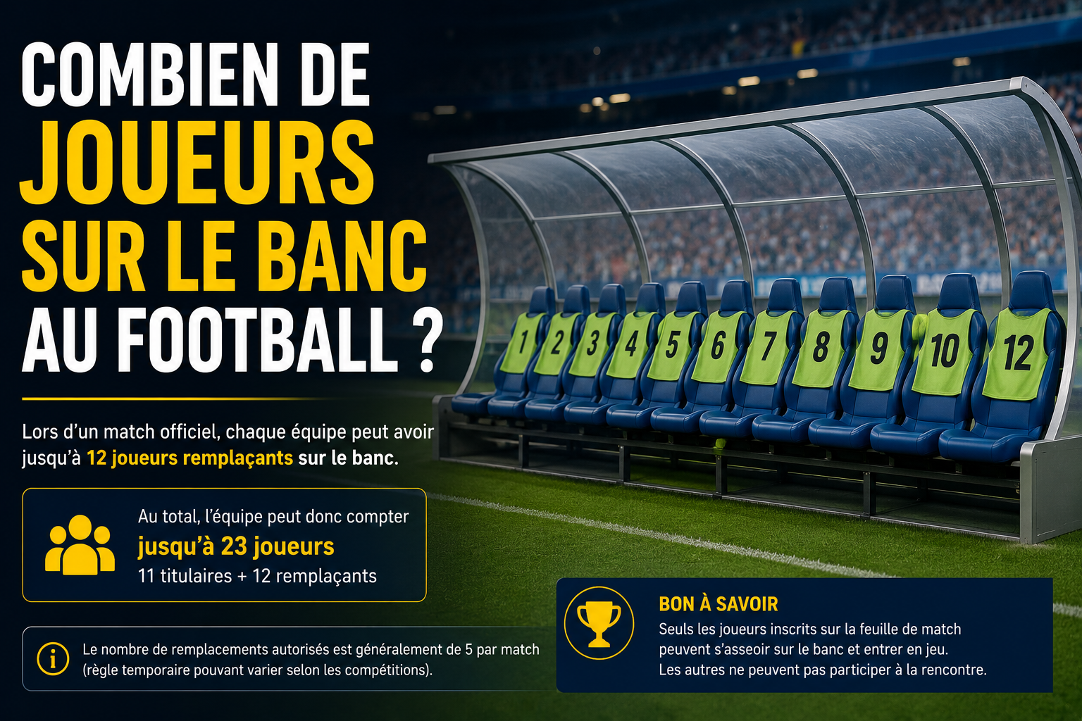 joueurs sur le banc au football ?