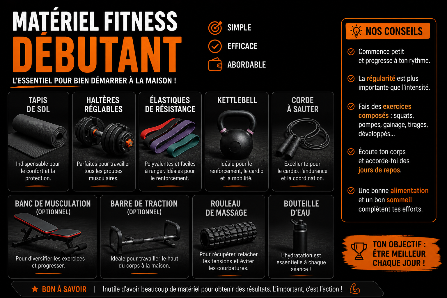 matériel fitness débutant