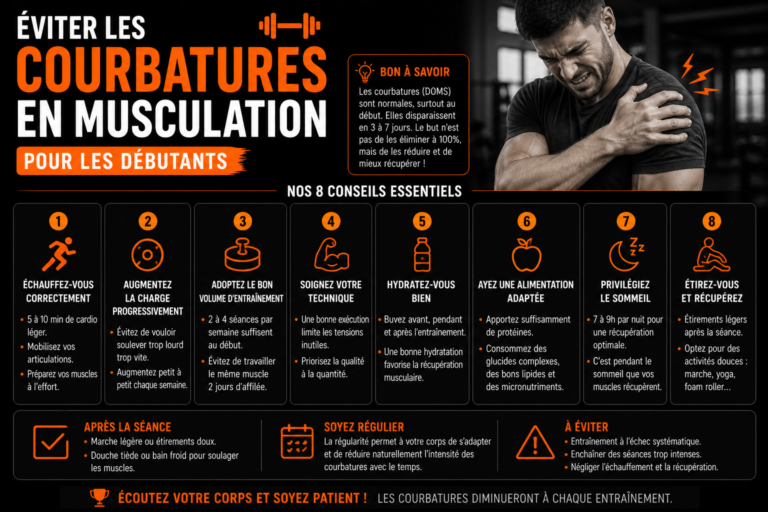 éviter les courbatures en musculation pour les débutants