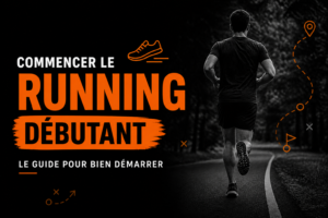 commencer le running débutant avec coureur sur route et visuel moderne noir et orange