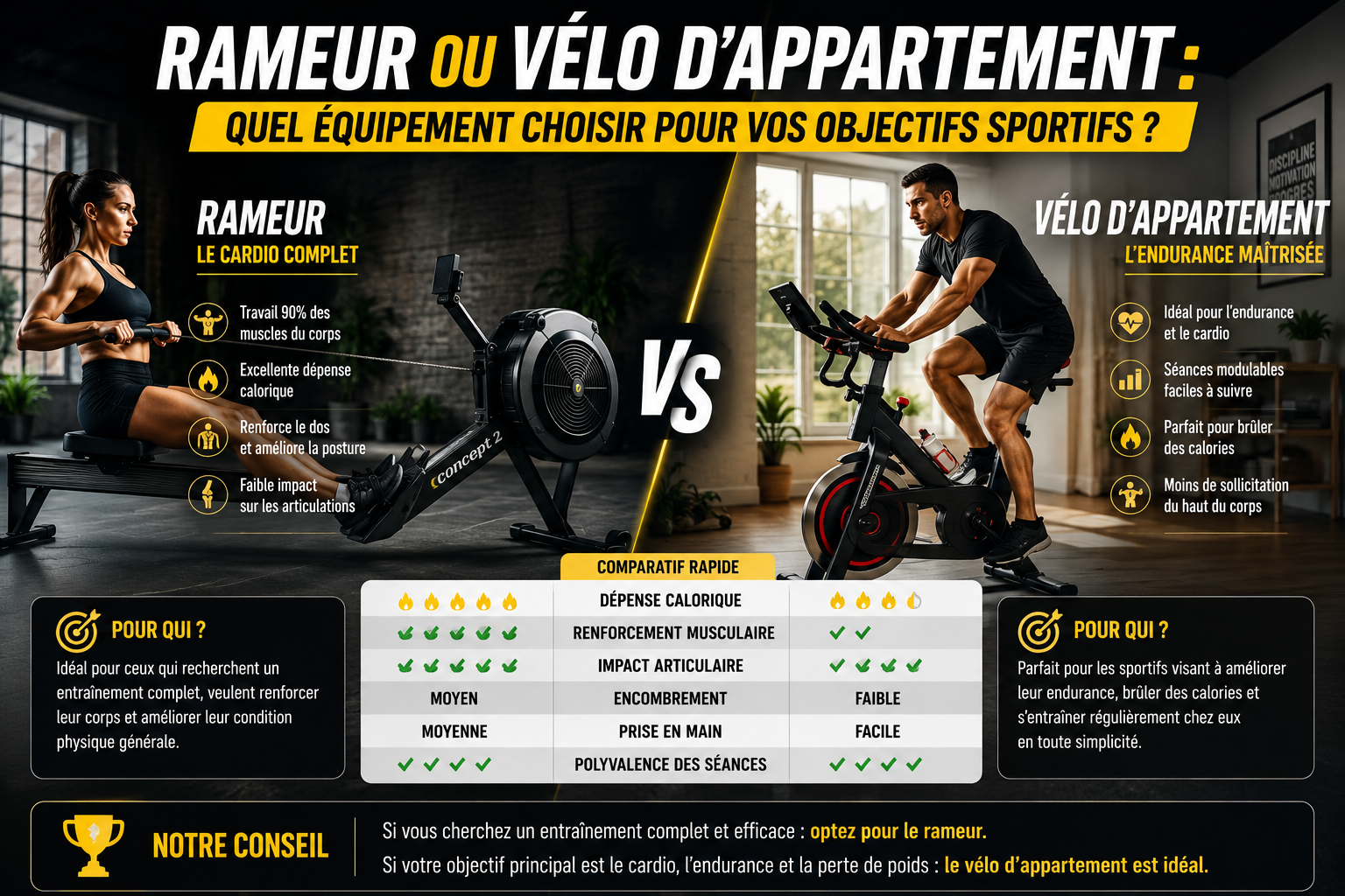 Rameur ou vélo d’appartement
